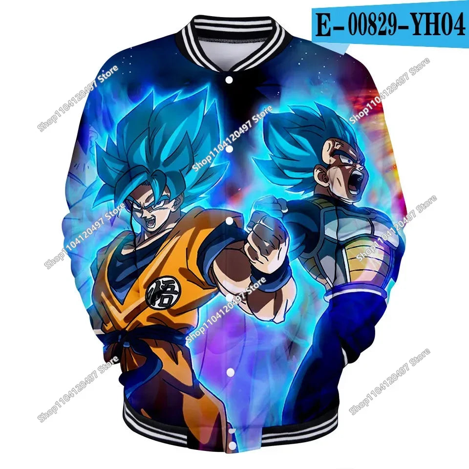Neue japanische Anime Dragon Ball Z College-Jacke für den Herbst, lässiger Sweatshirt-Hoodie-Mantel, Marken-Baseballjacke