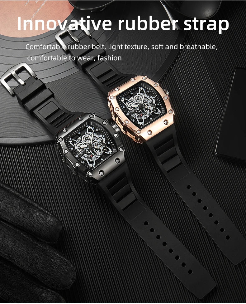 Herren-Armbanduhr mit großem Zifferblatt, Quarzwerk, wasserdicht, sportlich, eckig und leuchtend