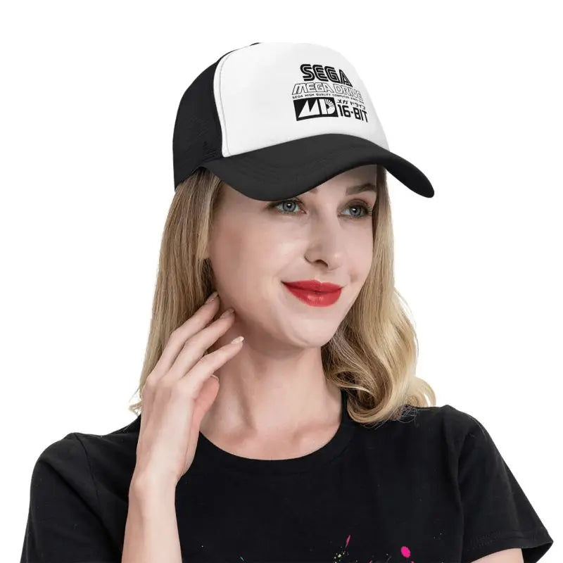Sega Mega Drive -verkkolippalakki, unisex, hip-hop-snapback, kesäinen hengittävä aurinkolippis, trucker-malli, säädettävä hattu