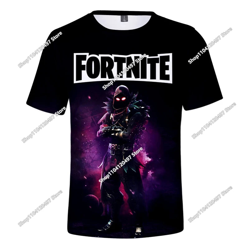 Fortnite T-Shirt für Erwachsene und Kinder, 3D-Digitaldruck, lockere Passform, große Größen, kurzärmeliges Sommer-Tee für Kinder