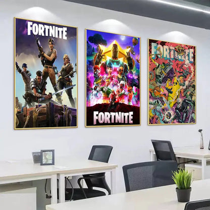 Poster de Jogo F-Fortnite Surpresa — Decoração de Casa, Quadro de Parede para Escritório e Sala de Estar