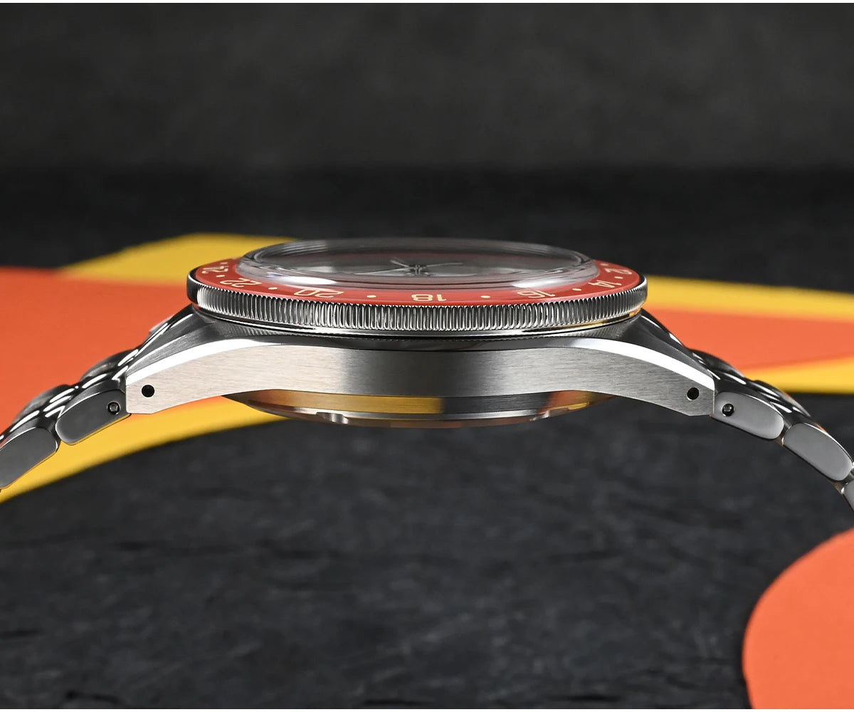 Orologio da uomo automatico San Martin 39.5mm Limited Edition con quadrante Full Lume, NH34 GMT, data a ore 6, 10Bar, Kol Saati di lusso SN0116W