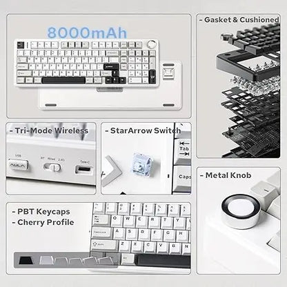 Teclado Mecânico Gaming E-sports AULA F99 Pro Três Modos RGB Hot Swappable 96% PBT Personalizado Sem Fios com Botão Medi