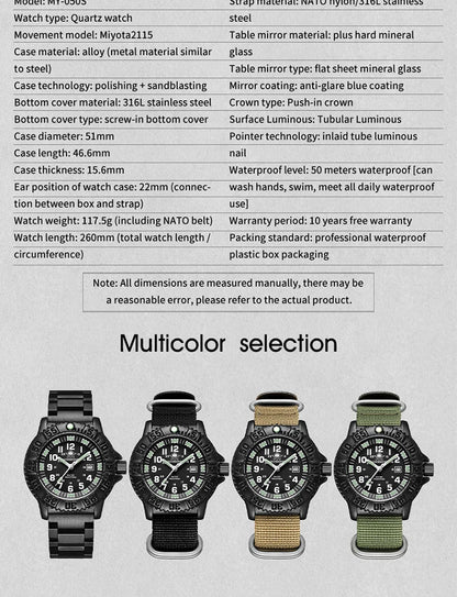 ADDIESDIVE 2023 Men's Sports Watch Military Sports Luxury Rotating Bezel Luminous Watch Nylon Strap 50m Waterproof Quartz Watch
