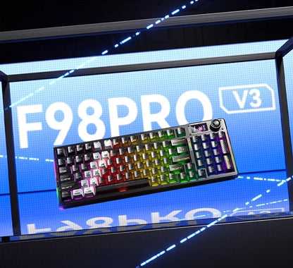 AULA F98Pro V3 Mechanical Keyboard 3-mode Wireless Bluetooth Hot-swap E-sports Customized Transparent Keycaps RGB Game Keyboards