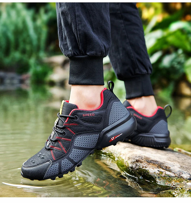 Zapatillas de senderismo para hombre, calzado deportivo todoterreno para exteriores, malla transpirable, antideslizantes y resistentes al desgaste, zapatillas de senderismo y ciclismo outdoor