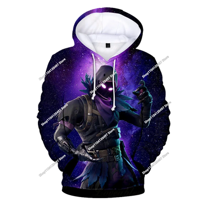 Hoodie Anime Fortnite Infantil, Sweatshirt Masculina Streetwear Hip-Hop Desportiva, Casual, Corte Largo, Moda Outdoor