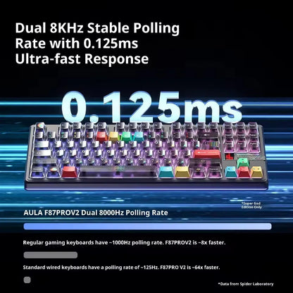 Teclado mecánico AULA F87 Pro V2 inalámbrico de 3 modos, batería de larga duración de 12000mAh, hot-swap, RGB Customi, teclado e-sports para gaming en PC