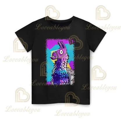 T-shirt infantil de verão Cartoon Fortnite com impressão 3D, para meninos e meninas, estilo streetwear, roupa para adultos e crianças, t-shirt divertida com gola redonda