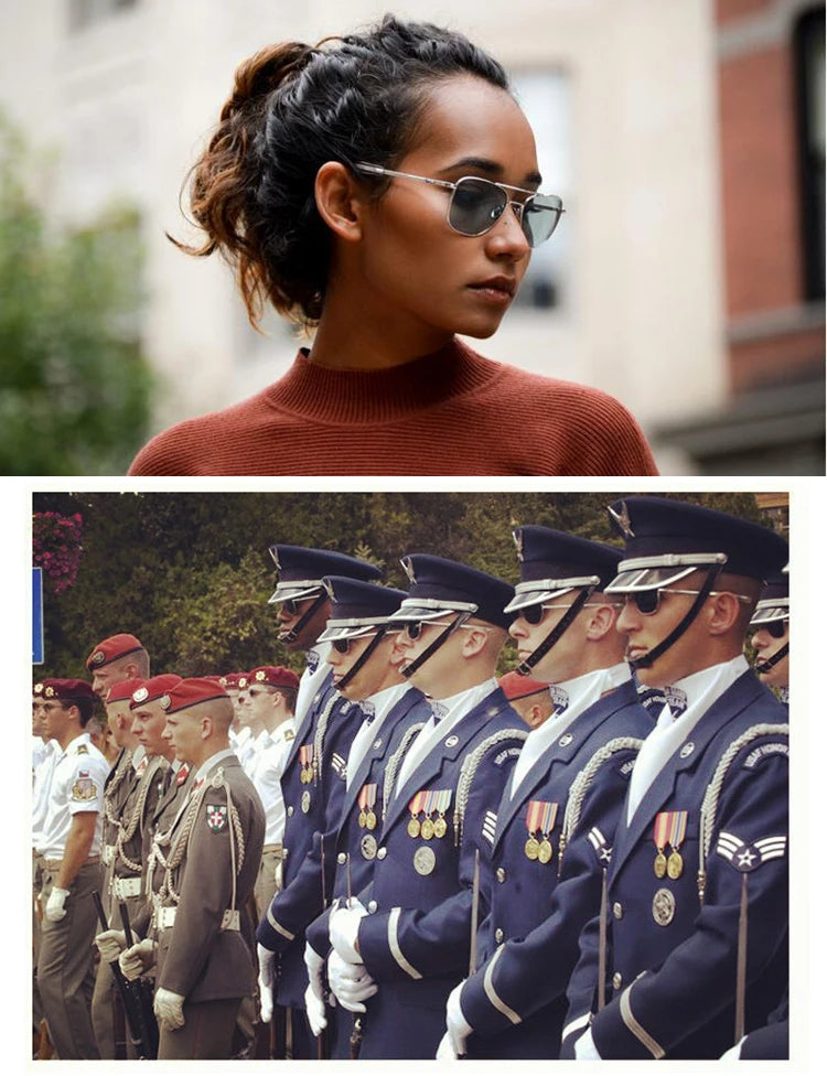 RE Sunglasses Man American Army Military Aviation Pilot Sun Glasses Glass Lens Woman Luxury Brand Vintage Metal Titanium Frame