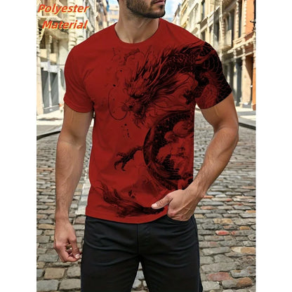Vintage Chinese Dragon Men's T Shirt For Men Cool Animal Pattern 3D Print T-Shirts Summer Short Sleeve Tees Fashion Tops Tees