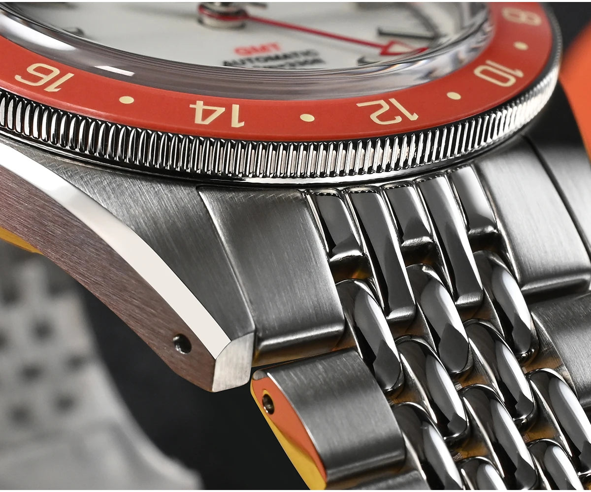 Orologio da uomo automatico San Martin 39.5mm Limited Edition con quadrante Full Lume, NH34 GMT, data a ore 6, 10Bar, Kol Saati di lusso SN0116W