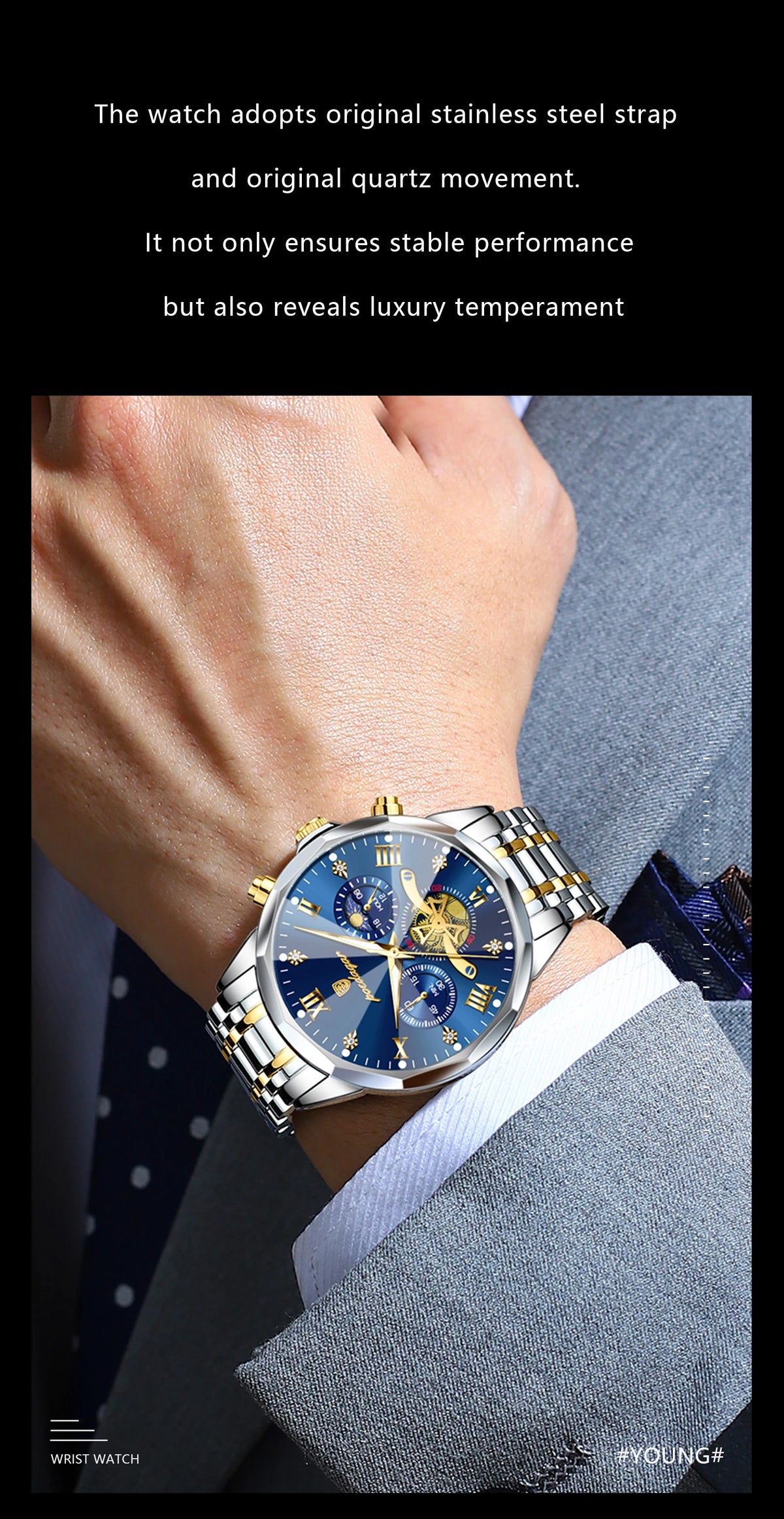 POEDAGAR Luxury Men Watch Top Original Waterproof Luminous Chronograph Man Wristwatch Stainless Steel Quartz Men's Watches Reloj