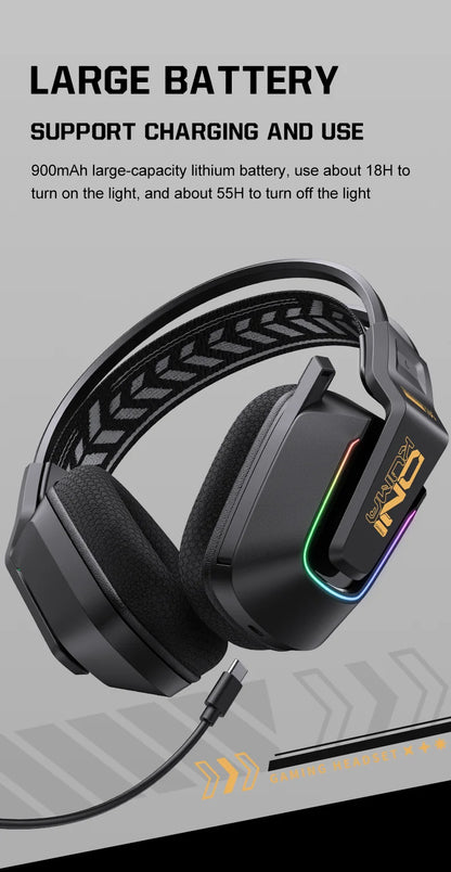 Cuffie da gaming wireless ONIKUMA GT828 Bluetooth 5.3 RGB con microfono, cancellazione del rumore e connessione a 4 modalità per PC, PS5 e laptop