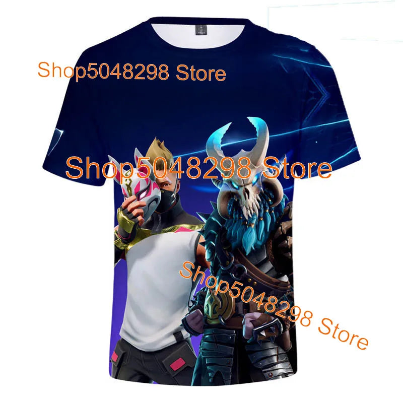 T-shirt Fortnite Bushranger para Crianças, Estampado 3D Banana Peely, T-shirt para Homem e Mulher, Top de Verão Battle Royale, Presentes de Aniversário