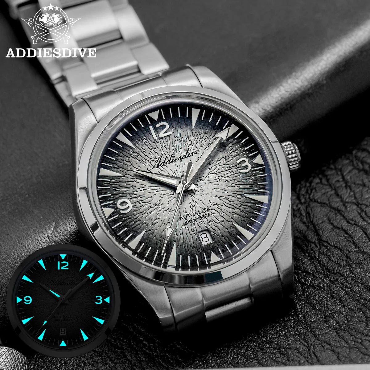 ADDIESDIVE AD2508 Herren-Taucheruhr, leuchtend, 100M wasserdicht, 316L-Edelstahl, 8215-Uhrwerk, automatische mechanische Uhr