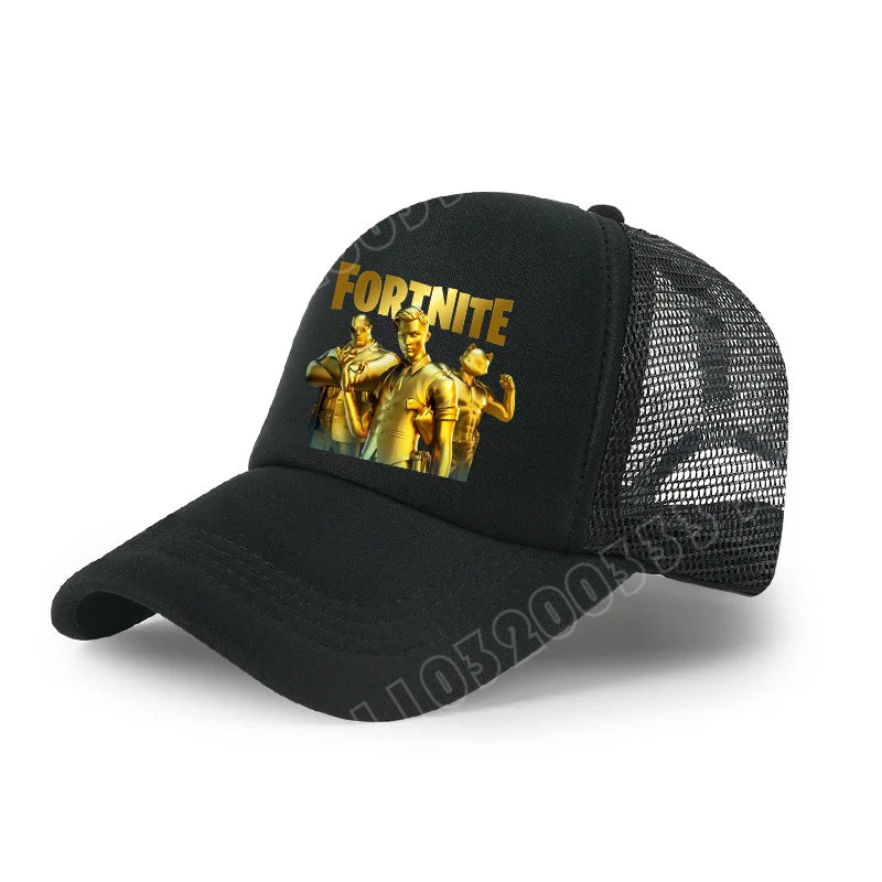 Dětská letní kšiltovka Fortnite s potiskem ve stylu kreslené hry, prodyšná síťovina, nastavitelná čepice s kšiltem, dárek k narozeninám pro děti