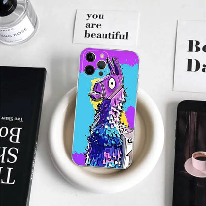 Capa de Telemóvel em TPU Macio Transparente Estilo Cartoon B-Battle-R-Royales-F-FortniteS para iPhone 17 16 15 14 13 12 11 Pro Max Plus