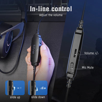 FIFINE Gaming Headset with Stereo Sound/Detachable MIC/RGB/Line Control, Over-Ear Headphone for PC PS4 PS5 Xbox -AMPLIGAME H3