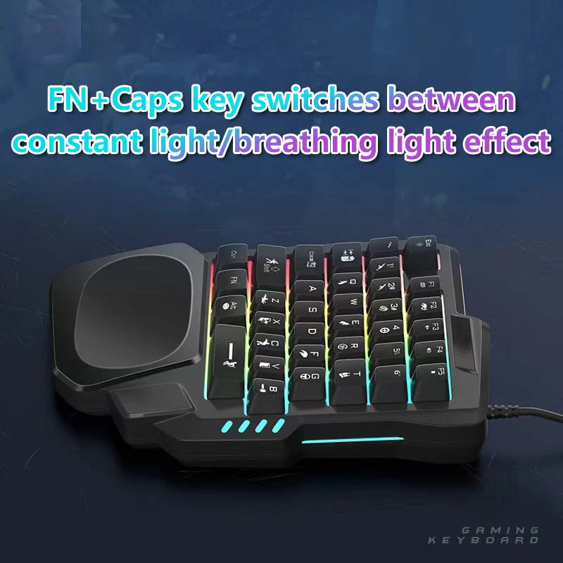 1pc RGB Gaming Keyboard Single Hand Mini USB Ultra-slim Wired 35-Keys One-Handed Backlight Keyboard For Computer PC Laptop