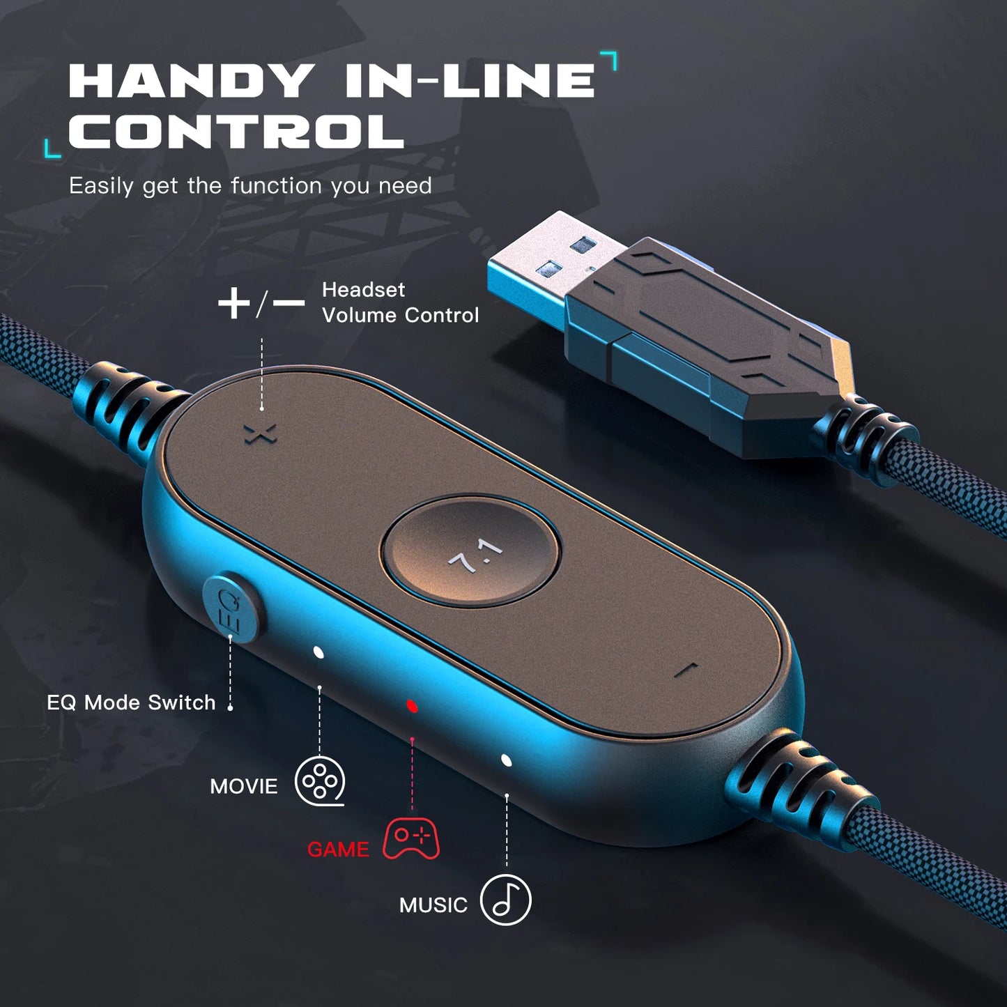 Cuffie gaming RGB FIFINE con microfono – cuffie cablate over-ear con suono surround 7.1 per PC, PS4 e PS5, con 3 modalità EQ
