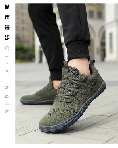 Scarpe da uomo semplici e leggere da trekking sportivo 2025, barefoot a punta larga, multifunzionali casual in mesh traspirante per camminare