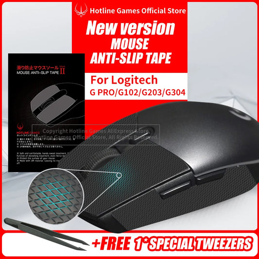 Hotline Games Anti-Rutsch-Tape für Logitech G305 G203 G102 G304 Maus, schweißresistente Pads, seitliche Anti-Rutsch-Aufkleber für Mäuse