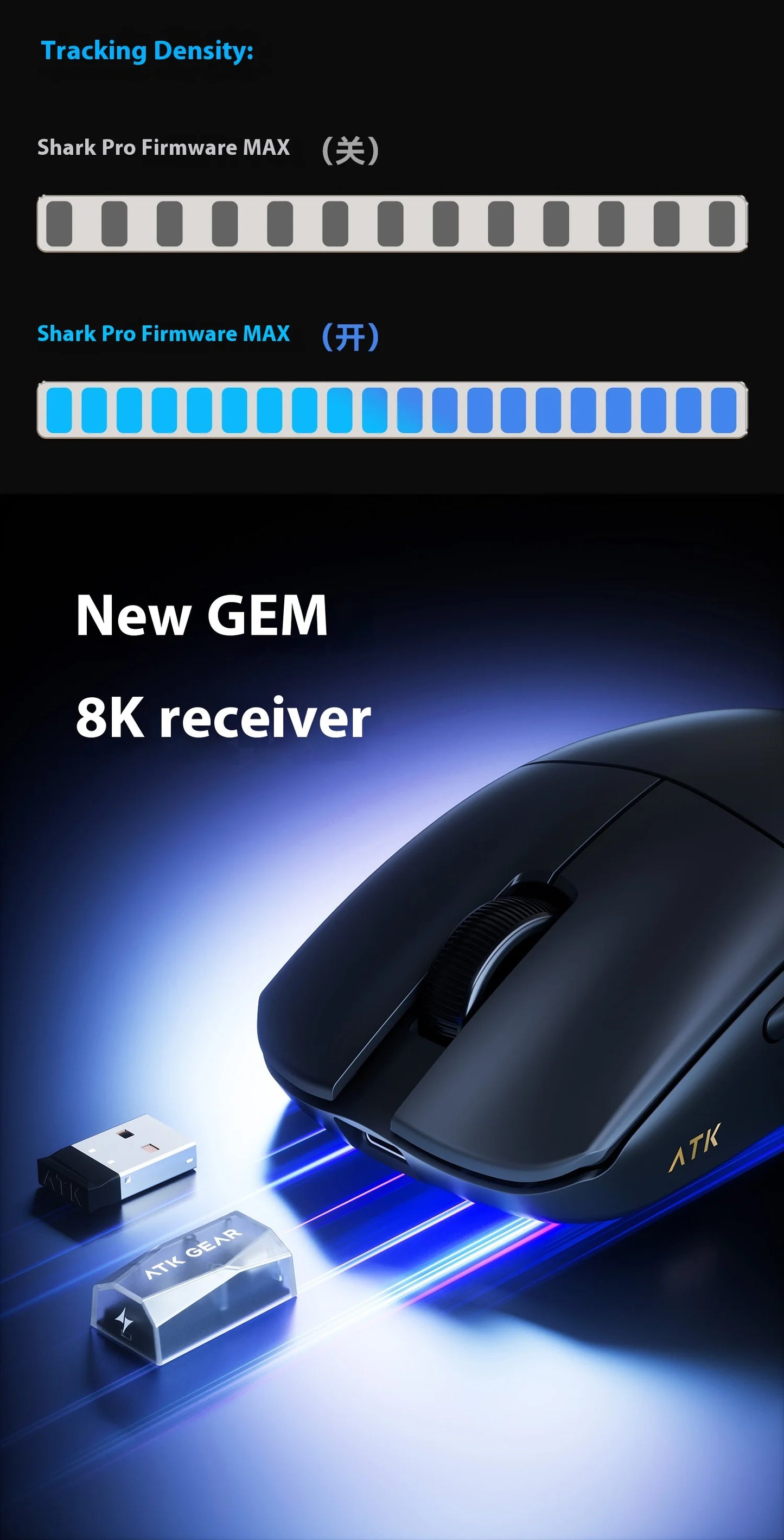 Mouse da gaming ATK F1 V2 Ultra MAX wireless tri-mode PAW3950 doppio 8k leggero ergonomico per esport, accessorio PC personalizzato
