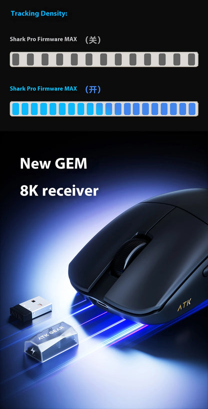 Mouse da gaming ATK F1 V2 Ultra MAX wireless tri-mode PAW3950 doppio 8k leggero ergonomico per esport, accessorio PC personalizzato