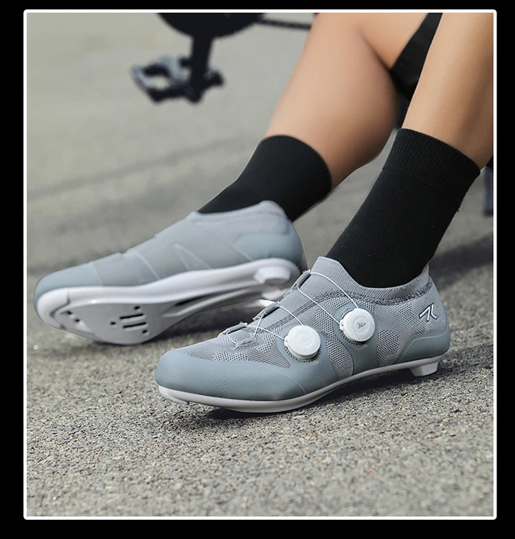 Scarpe da ciclismo su strada unisex, HsYixin traspiranti SPD autobloccanti antiscivolo, scarpe da corsa per bici da strada, MTB flat e sneakers da bicicletta