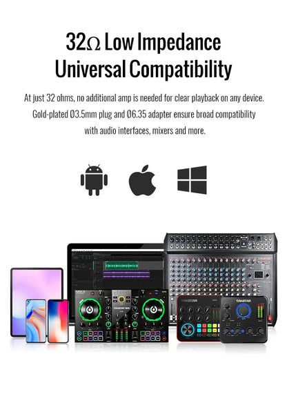 TAKSTAR PRO 70 Professionelle Studio-Monitoring-Kopfhörer – Geschlossenes kabelgebundenes Over-Ear-Headset für Musikproduktion, DJ, Gaming & Recording