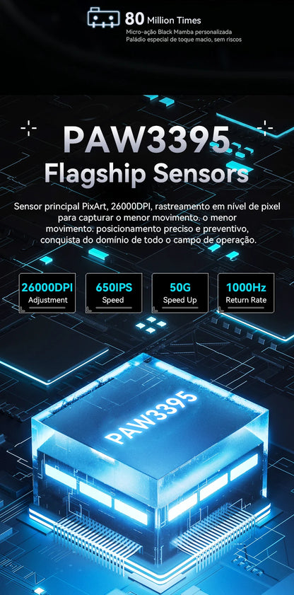 Atack Shark X3 PAW3395 Mouse Lightweight Wireless Gaming Mouse, Tri-Mode Mouse, 26K DPI PAW3395, PC/Laptop/Win/Mac