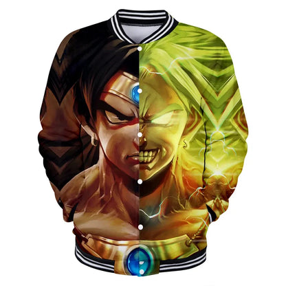 Neue japanische Anime Dragon Ball Z College-Jacke für den Herbst, lässiger Sweatshirt-Hoodie-Mantel, Marken-Baseballjacke