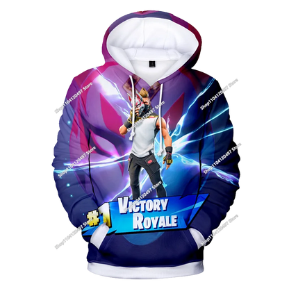 Hoodie Anime Fortnite Infantil, Sweatshirt Masculina Streetwear Hip-Hop Desportiva, Casual, Corte Largo, Moda Outdoor