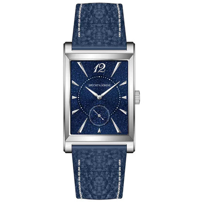 2026 Specht&Söhne Ultra Thin 7.5mm Rectangular Watch Japan Quartz Movement Small Seconds Sandblasted Dial Grey Leather Strap Watch