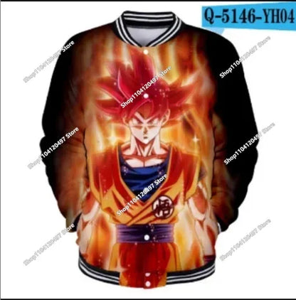 Neue japanische Anime Dragon Ball Z College-Jacke für den Herbst, lässiger Sweatshirt-Hoodie-Mantel, Marken-Baseballjacke
