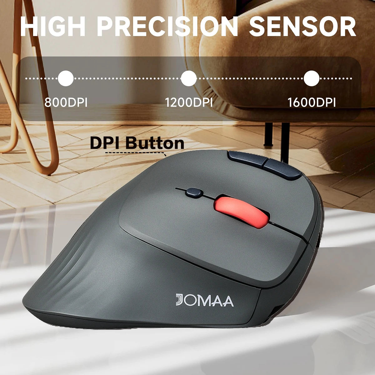 JOMAA Wireless Trackball Mouse Vertical Rechargeable Rollerball Mouse Ergonomic Silent Click Gaming Mouse for Windows Computer