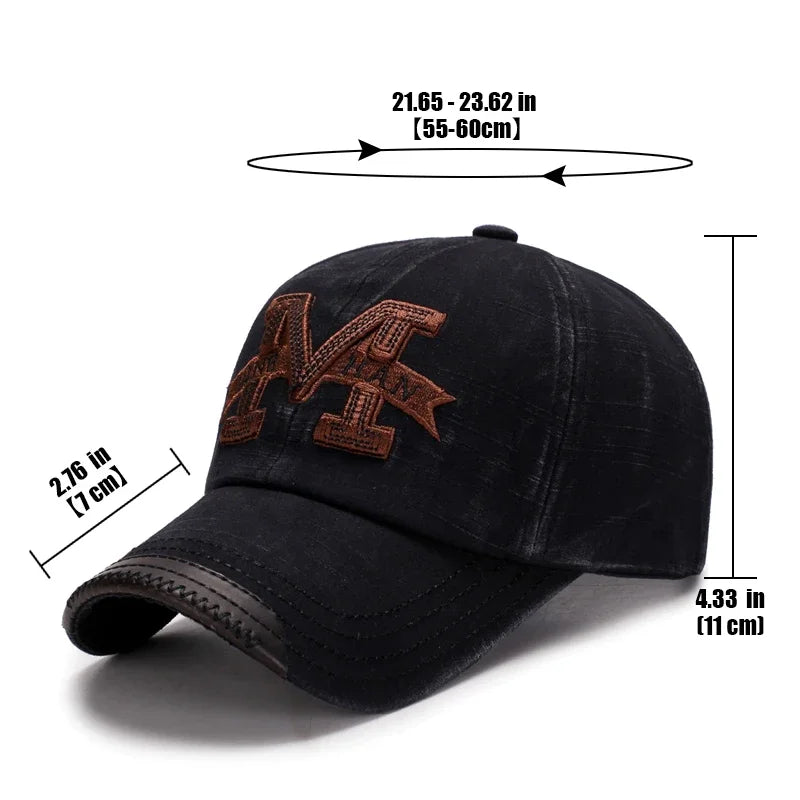 Spring and Autumn Washed Hats Mens Casual Old Baseball Caps Outdoor Embroidered Sun Hats
