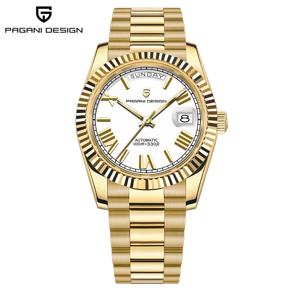 2026 New PAGANI DESIGN Enamel Dial DD36 Luxury Silver Gold Automatic Watch For Men AR Sapphire Crystal Mechanical Wristwatch Men