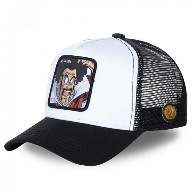 Cappellino Dragon Ball Son Goku da viaggio estivo con visiera, da uomo, ricamato, stile hip-hop, visiera parasole, cappellino trucker regolabile in rete