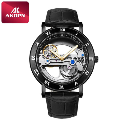 AKDPN Men's Watches Automatic Mechanical Stainless Steel Men's Wrist Watch Skeleton Automatic Watches for Man Watch Montre Homme