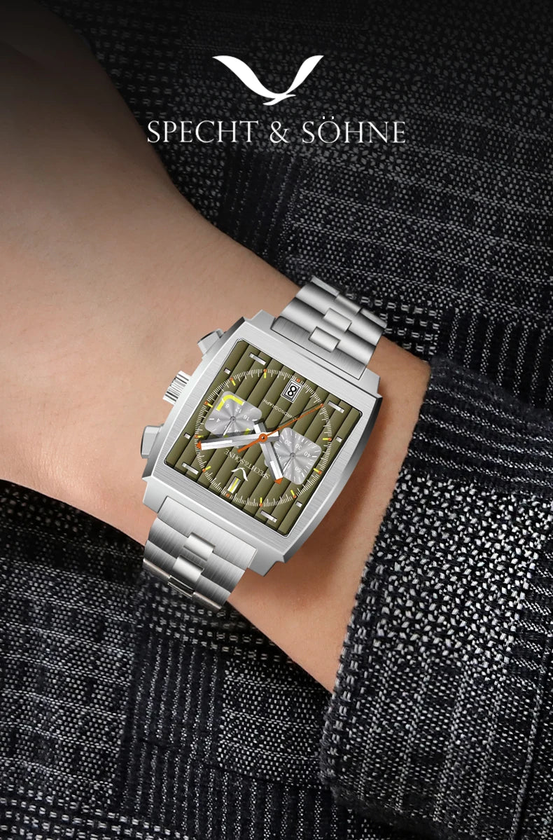 Specht & Söhne New Hot Watches Men Luxury Brand Male Japan VK64 Chronograph Trendy Sport Wristwatch Waterproof