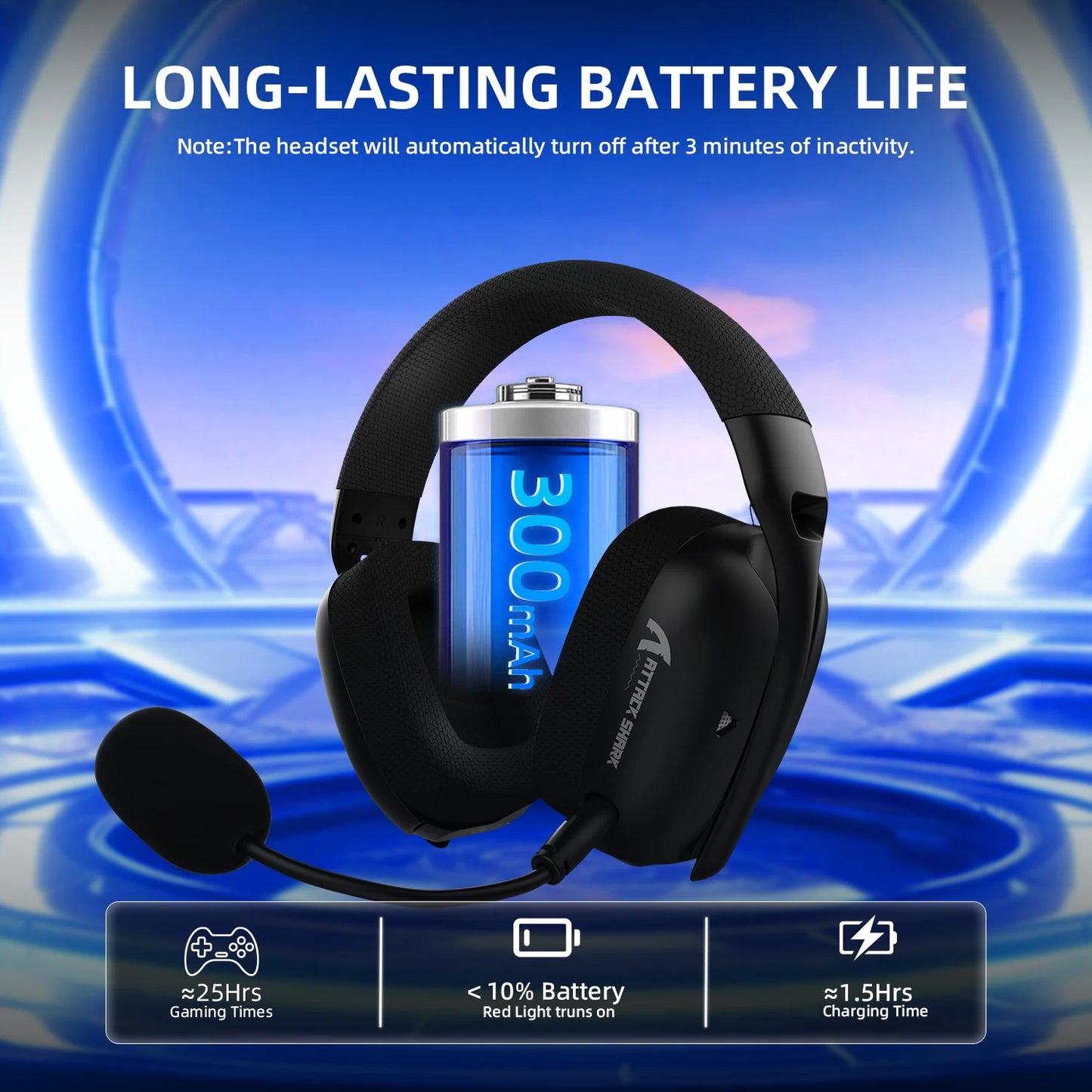 ATTACK SHARK L80PRO 3-in-1 Gaming-Headset – Kabellose Bluetooth-Kopfhörer mit niedriger Latenz, Doppelmikrofon, 40mm Hi-Fi-Sound und stabiler Verbindung fürs Gaming