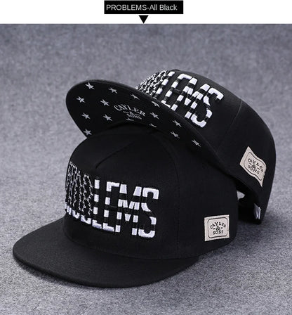 Baseballcap mit flachem Schirm, Buchstabenstickerei für Herren, vielseitig kombinierbar, Damen-Sommer-Hip-Hop-Hut, Outdoor-Sonnenschutz, verstellbare Schirmmütze