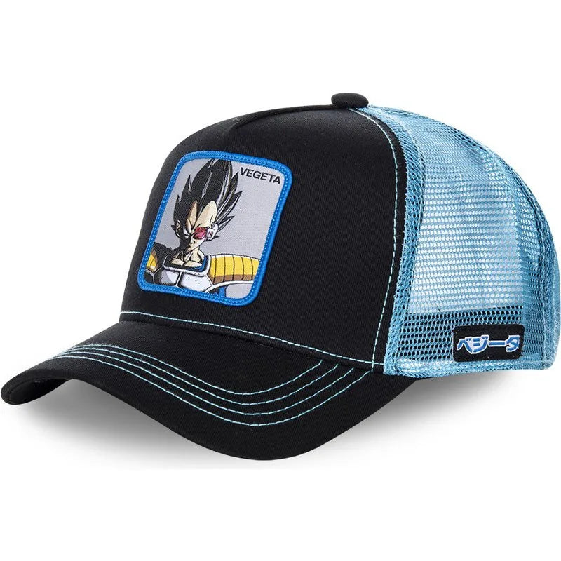 Cappellino Dragon Ball Son Goku da viaggio estivo con visiera, da uomo, ricamato, stile hip-hop, visiera parasole, cappellino trucker regolabile in rete