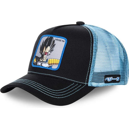 Cappellino Dragon Ball Son Goku da viaggio estivo con visiera, da uomo, ricamato, stile hip-hop, visiera parasole, cappellino trucker regolabile in rete