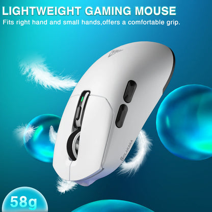 Solakaka SM820 Tri-Mode Wireless Mouse Magnetic Rechargeable Dock RGB PAW3311 24000DPI Wireless Macro Gaming Mouse Ultra-Light