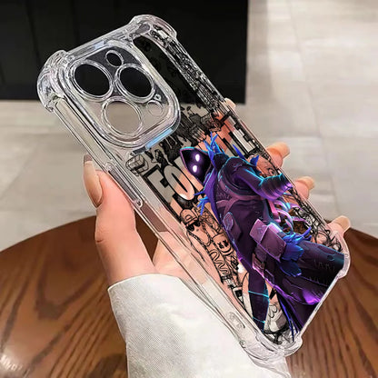 Capa de Telemóvel Fortnite para iPhone 17 16e 16 15 14 13 12 11 Mini Air Pro Max X XR XSMax 7 8 Plus, Transparente e Antiqueda