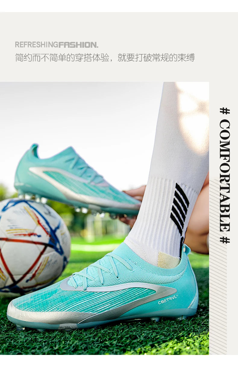 Men New TF Football Boots Sneakers Society Field Resistant Adult Breathable Male Soccer Shoes Training Top Quality Studded