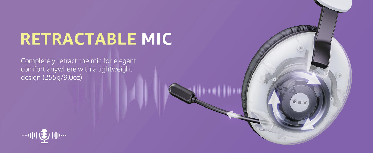 Acinaci BL500 kabelloses Gaming-Headset 2.4G Bluetooth 5.3 & kabelgebunden – Noise-Cancelling-Mikrofon, 30H Akku, 50mm-Treiber für PC, PS5, PS4